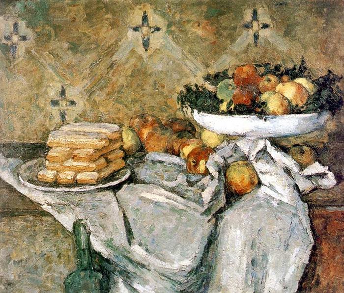 Paul Cezanne Plate with fruits and sponger fingers china oil painting image